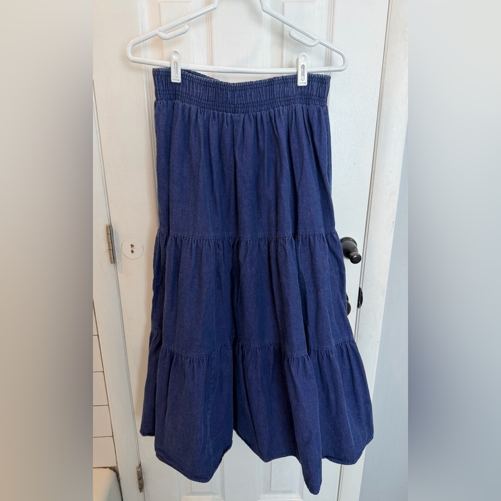Blue Tiered Maxi Skirt - Women's Navy Ruffle Skirt